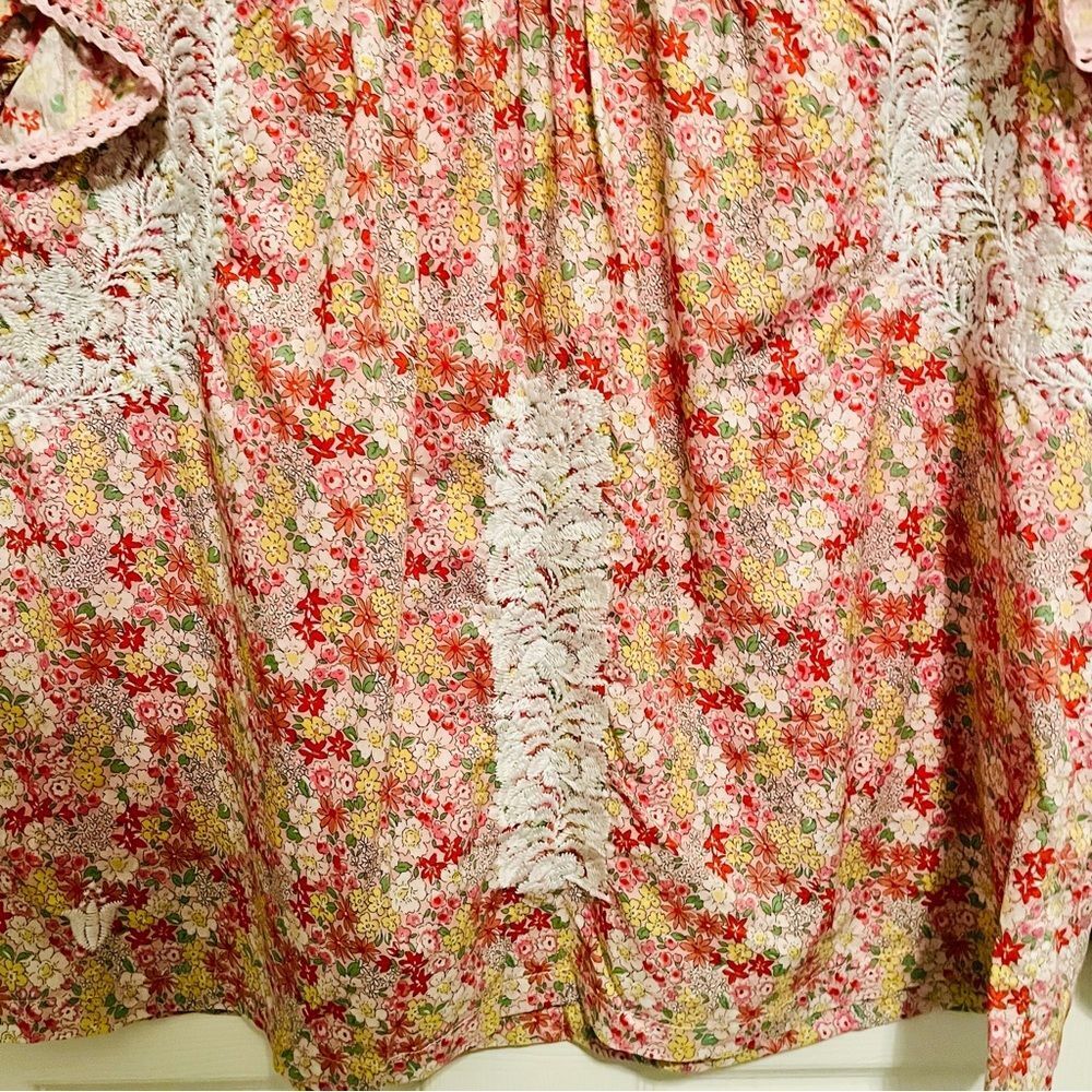 J. Marie Pink Floral Lace Embroidered Flutter Sleeve Blouse Size L - Picture 7 of 11